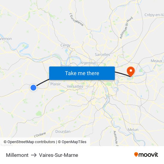 Millemont to Vaires-Sur-Marne map