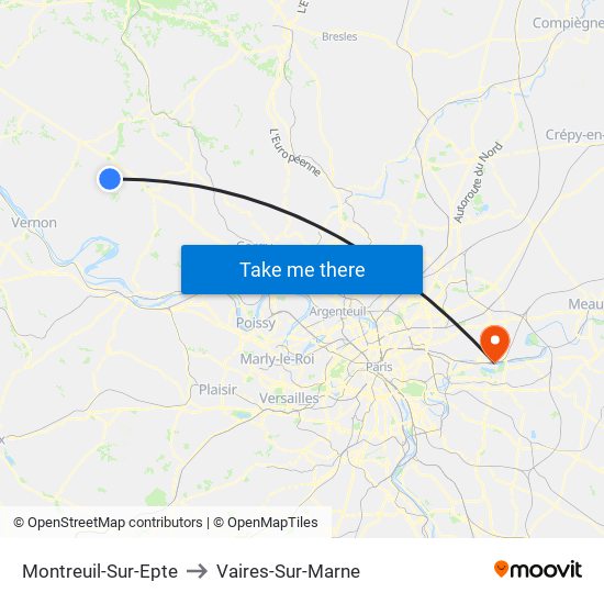 Montreuil-Sur-Epte to Vaires-Sur-Marne map