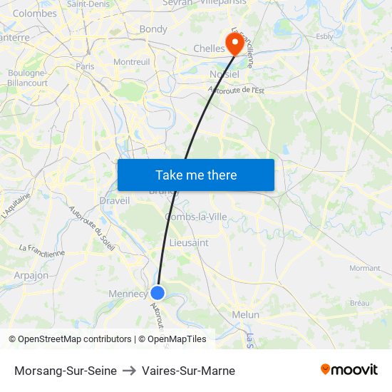 Morsang-Sur-Seine to Vaires-Sur-Marne map