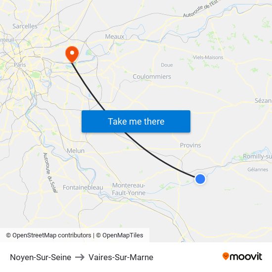 Noyen-Sur-Seine to Vaires-Sur-Marne map
