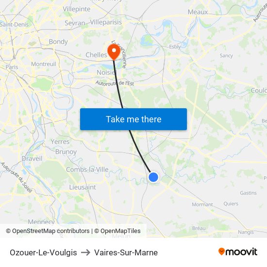 Ozouer-Le-Voulgis to Vaires-Sur-Marne map