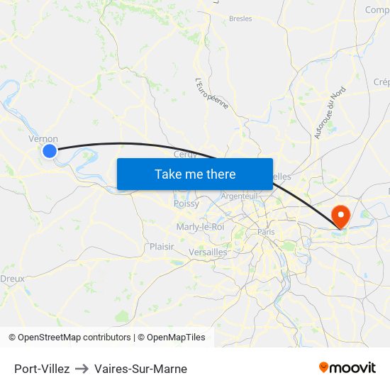 Port-Villez to Vaires-Sur-Marne map