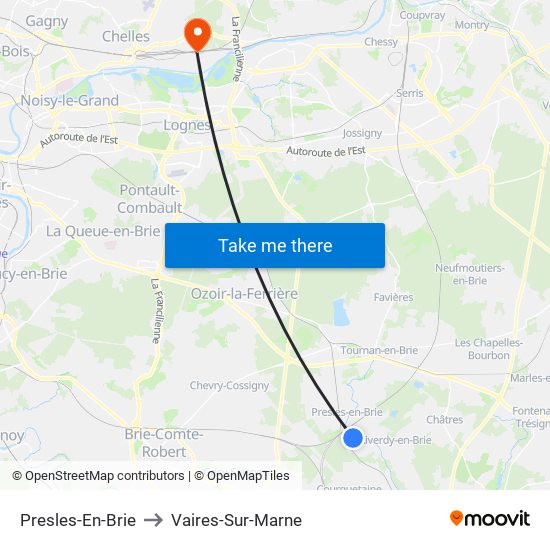 Presles-En-Brie to Vaires-Sur-Marne map