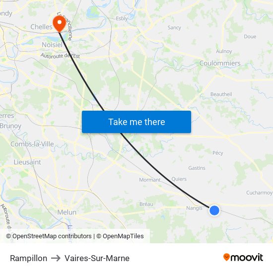Rampillon to Vaires-Sur-Marne map