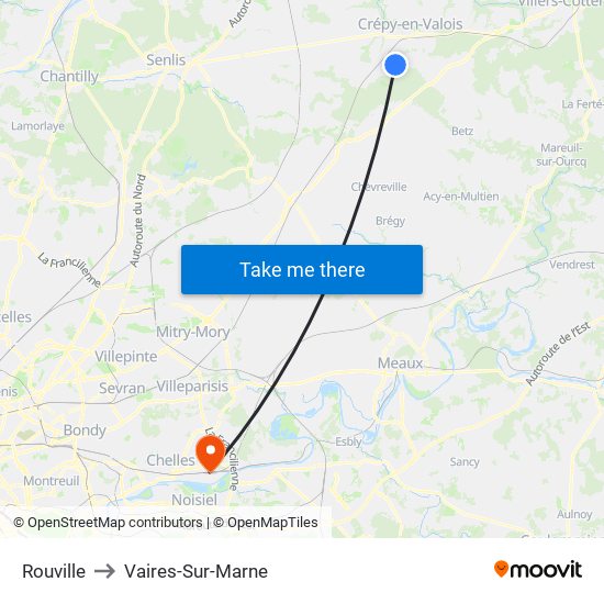 Rouville to Vaires-Sur-Marne map