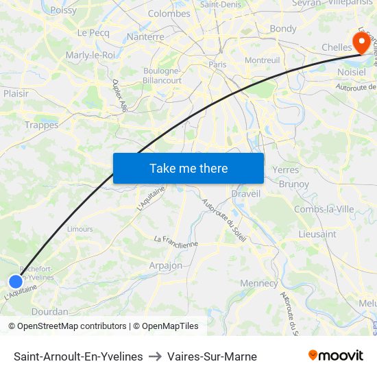 Saint-Arnoult-En-Yvelines to Vaires-Sur-Marne map