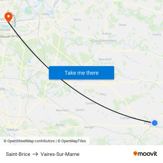 Saint-Brice to Vaires-Sur-Marne map