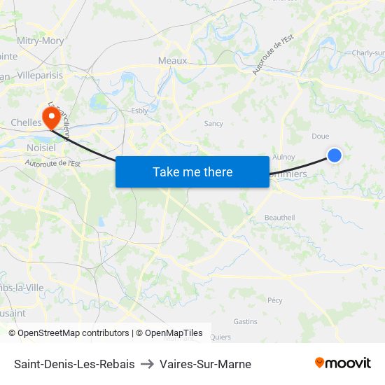 Saint-Denis-Les-Rebais to Vaires-Sur-Marne map