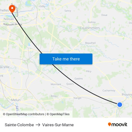 Sainte-Colombe to Vaires-Sur-Marne map