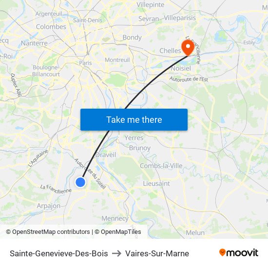 Sainte-Genevieve-Des-Bois to Vaires-Sur-Marne map