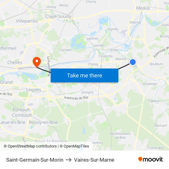 Saint-Germain-Sur-Morin to Vaires-Sur-Marne map