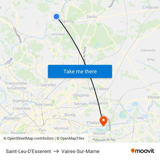 Saint-Leu-D'Esserent to Vaires-Sur-Marne map