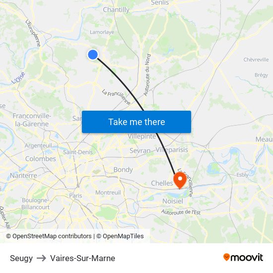 Seugy to Vaires-Sur-Marne map