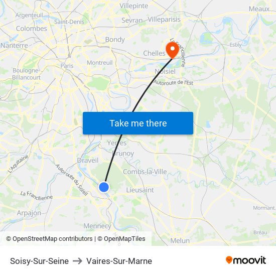Soisy-Sur-Seine to Vaires-Sur-Marne map