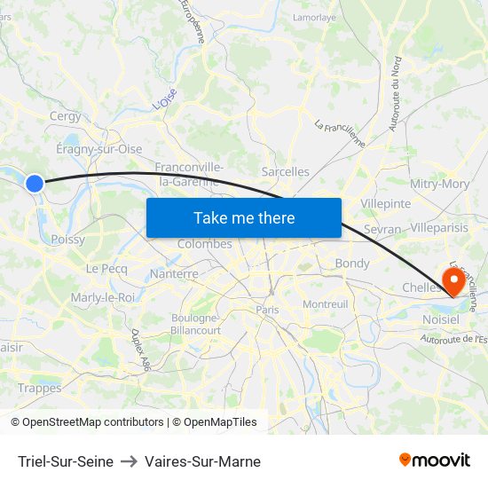 Triel-Sur-Seine to Vaires-Sur-Marne map