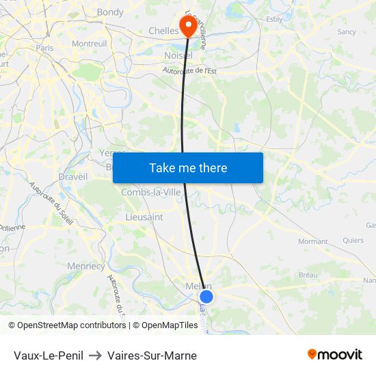 Vaux-Le-Penil to Vaires-Sur-Marne map