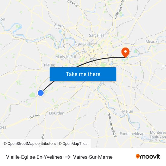 Vieille-Eglise-En-Yvelines to Vaires-Sur-Marne map