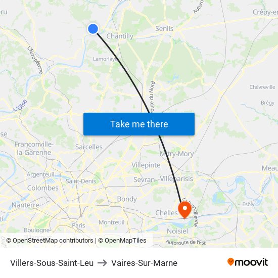 Villers-Sous-Saint-Leu to Vaires-Sur-Marne map