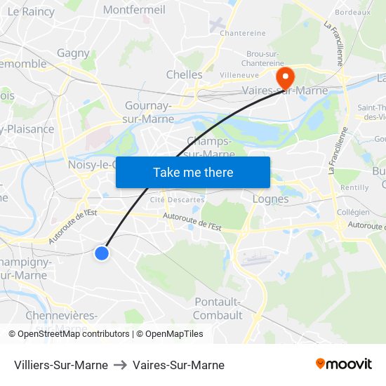 Villiers-Sur-Marne to Vaires-Sur-Marne map