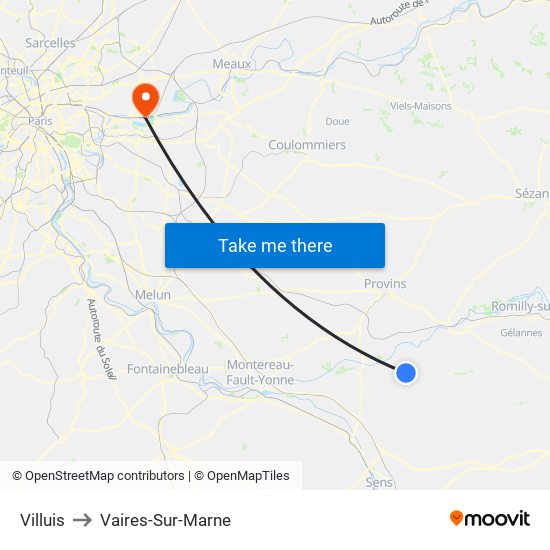 Villuis to Vaires-Sur-Marne map