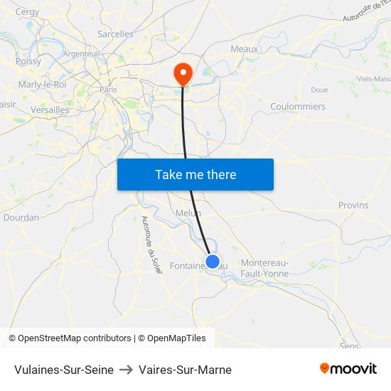Vulaines-Sur-Seine to Vaires-Sur-Marne map