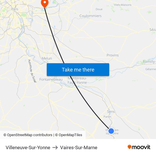 Villeneuve-Sur-Yonne to Vaires-Sur-Marne map