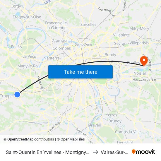 Saint-Quentin En Yvelines - Montigny-Le-Bretonneux to Vaires-Sur-Marne map