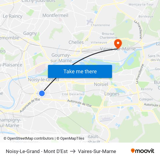 Noisy-Le-Grand - Mont D'Est to Vaires-Sur-Marne map