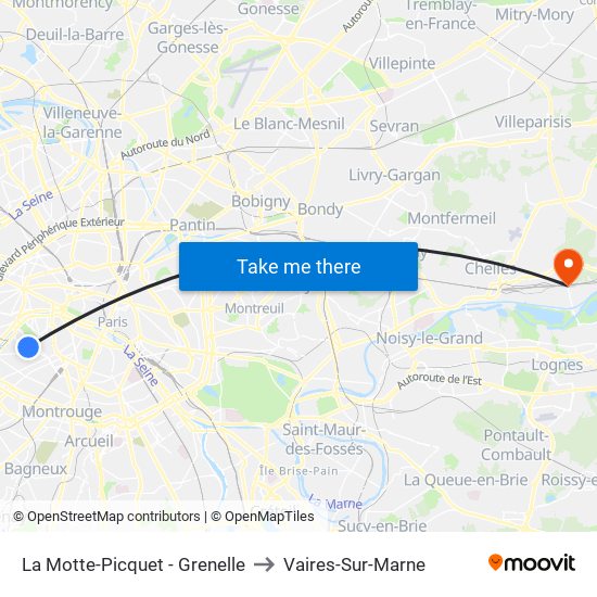 La Motte-Picquet - Grenelle to Vaires-Sur-Marne map