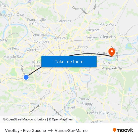 Viroflay - Rive Gauche to Vaires-Sur-Marne map