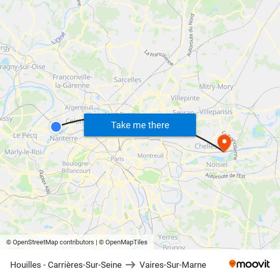 Houilles - Carrières-Sur-Seine to Vaires-Sur-Marne map