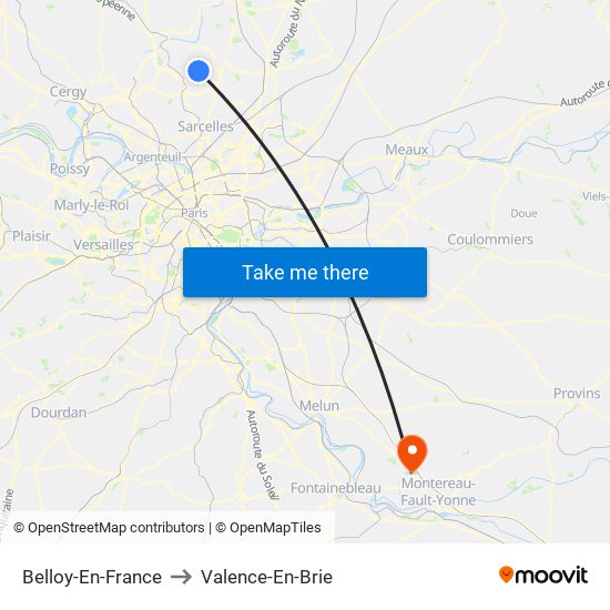 Belloy-En-France to Valence-En-Brie map