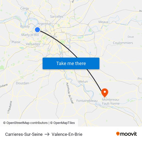 Carrieres-Sur-Seine to Valence-En-Brie map