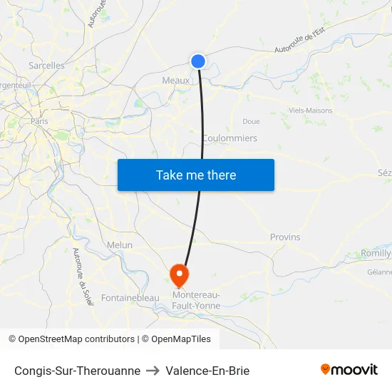 Congis-Sur-Therouanne to Valence-En-Brie map