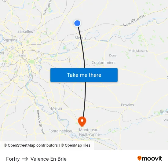 Forfry to Valence-En-Brie map