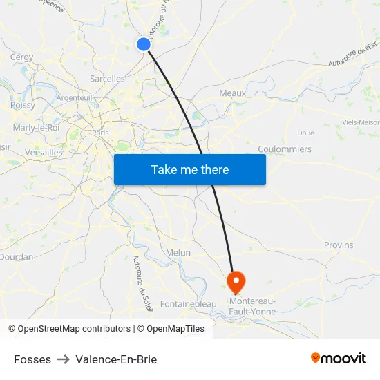 Fosses to Valence-En-Brie map