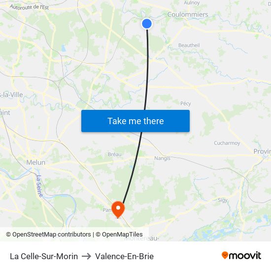 La Celle-Sur-Morin to Valence-En-Brie map