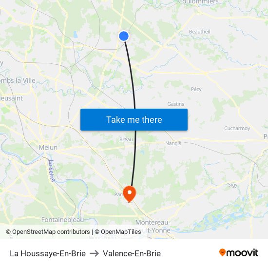 La Houssaye-En-Brie to Valence-En-Brie map