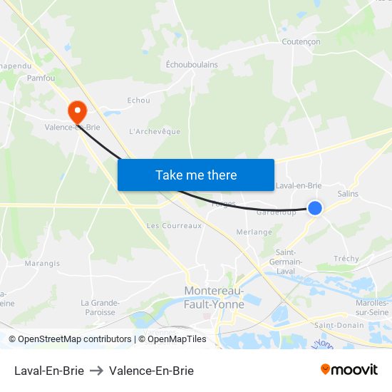Laval-En-Brie to Valence-En-Brie map