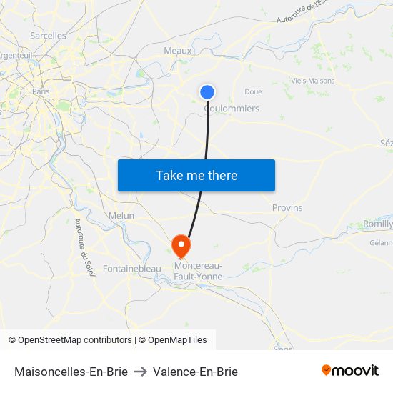 Maisoncelles-En-Brie to Valence-En-Brie map