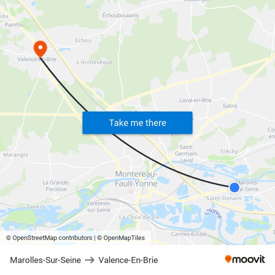 Marolles-Sur-Seine to Valence-En-Brie map