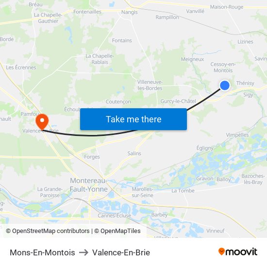 Mons-En-Montois to Valence-En-Brie map