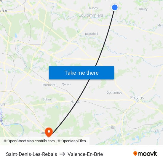 Saint-Denis-Les-Rebais to Valence-En-Brie map