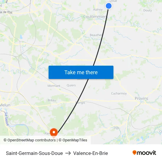 Saint-Germain-Sous-Doue to Valence-En-Brie map