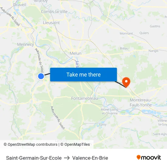 Saint-Germain-Sur-Ecole to Valence-En-Brie map