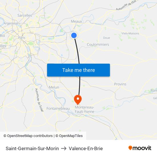Saint-Germain-Sur-Morin to Valence-En-Brie map