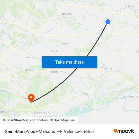Saint-Mars-Vieux-Maisons to Valence-En-Brie map
