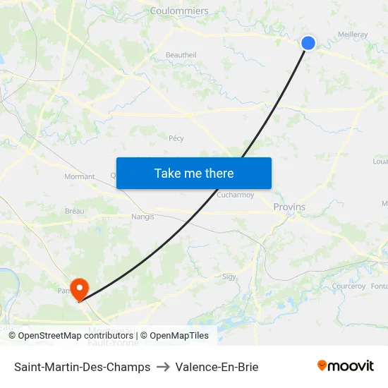 Saint-Martin-Des-Champs to Valence-En-Brie map