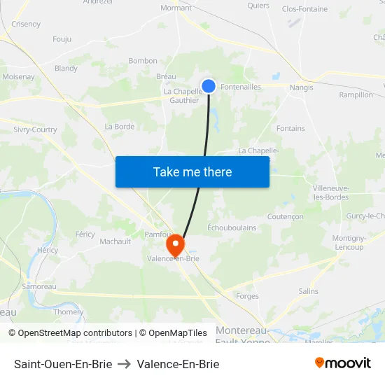 Saint-Ouen-En-Brie to Valence-En-Brie map