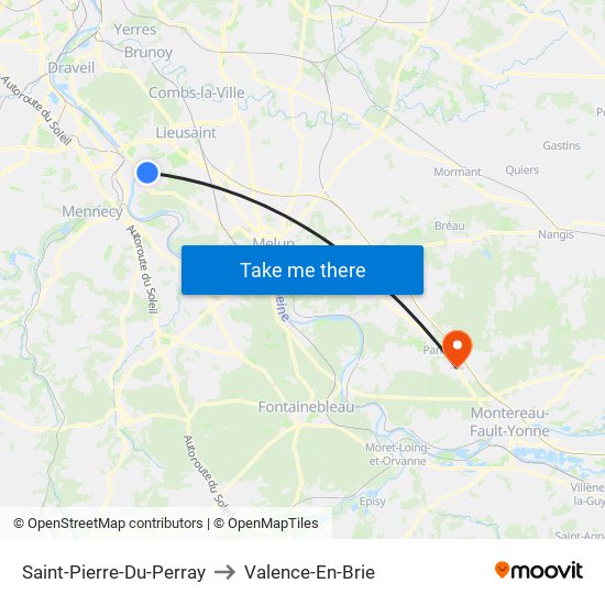 Saint-Pierre-Du-Perray to Valence-En-Brie map